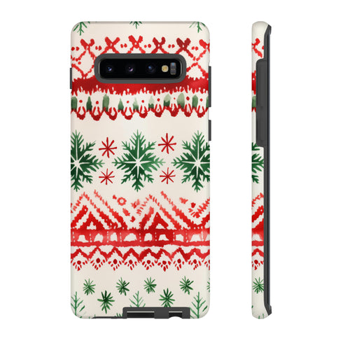 Watercolor Study of Christmas Patterns - Impact Resistant Phone Case Samsung Galaxy S10 Plus Matte